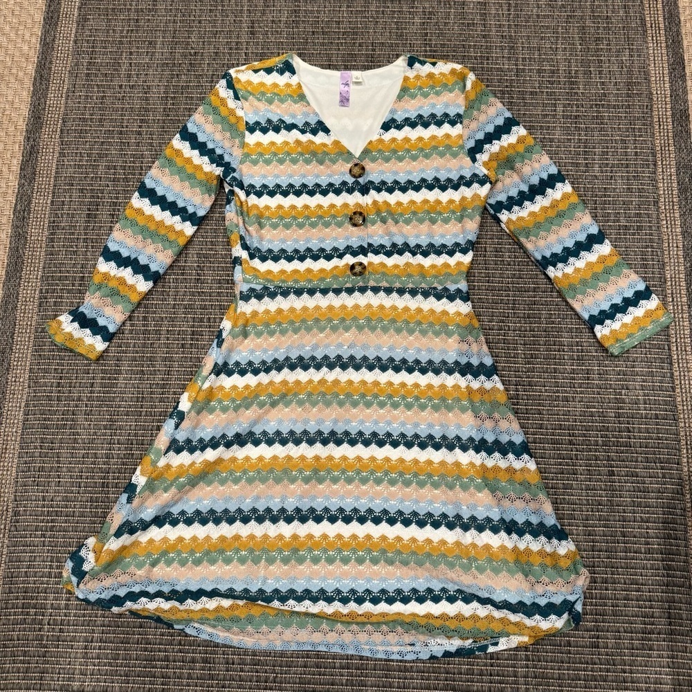 Alya “Crocheted “ A-Line Dress with V-Neck